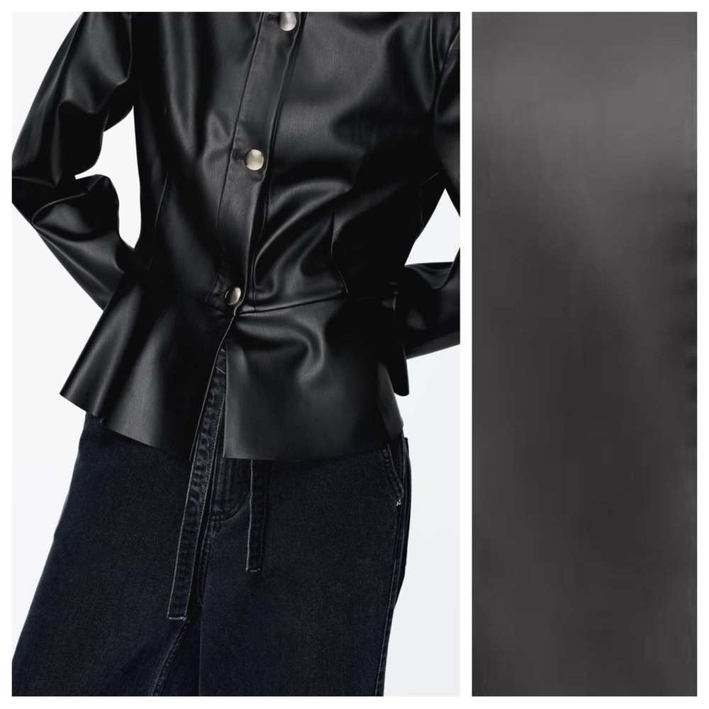 Zara Black Faux Leather Women's Jacket - Picture 3 of 16